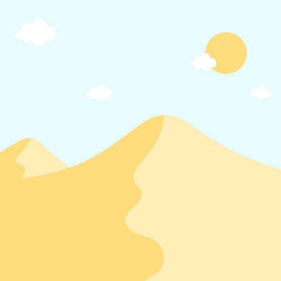 sunset on the desert, concept of Sahara desert during the day under blue sky, landscape background. vector