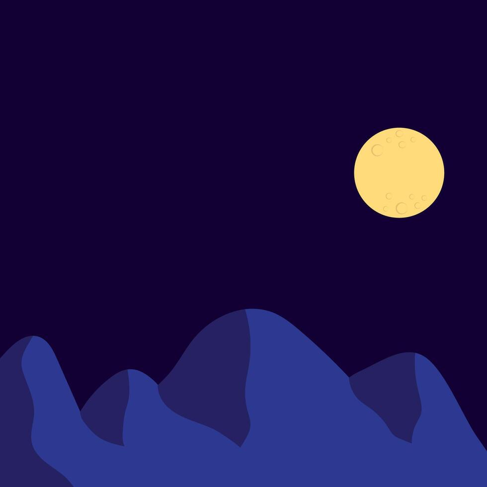 Nighttime nature background in the countryside with a full moon and dark sky vector