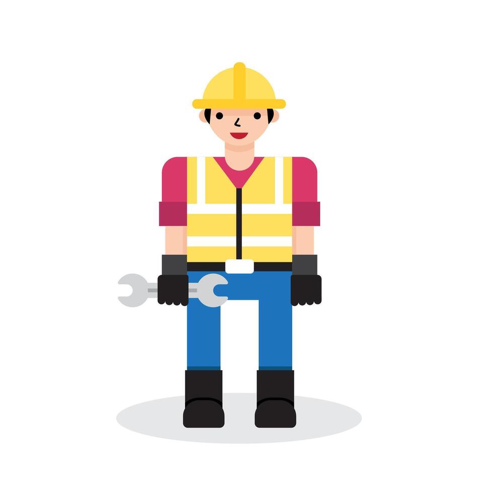 Smiling Male Construction Worker with Hard Hat - happy labor day design vector