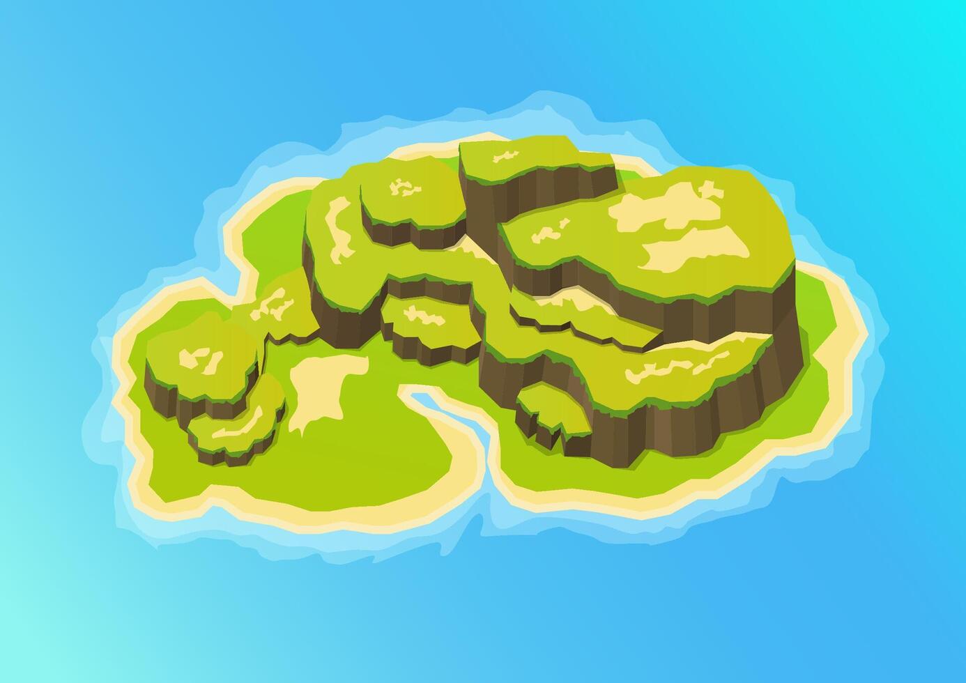 Isometric mountain island vector