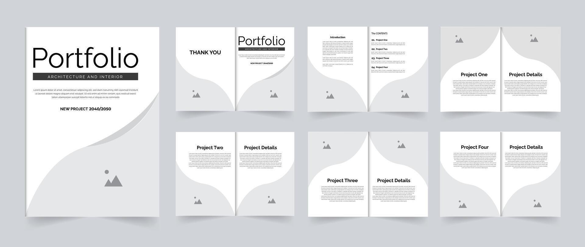 Creative Architectural portfolio template design A4 size 12 pages design vector