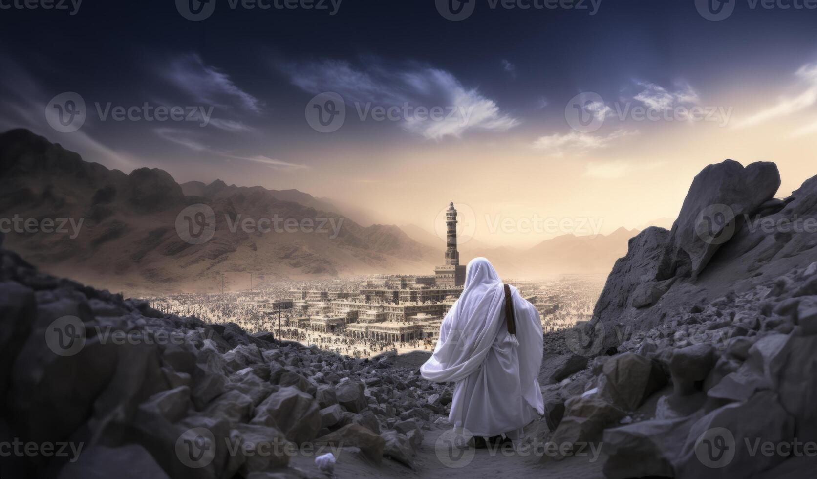 Muslims Performing the Hajj Pilgrimage at the Sacred Kaaba in Mecca.Generated image photo