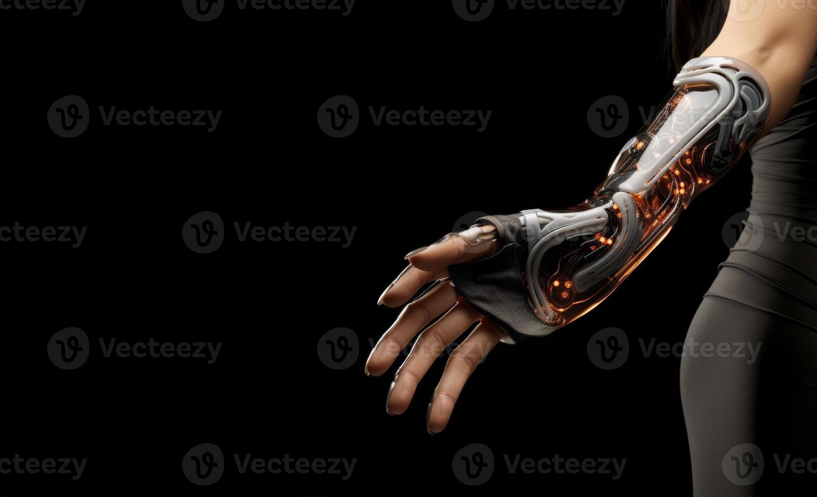 CloseUp of a Kinesthetic Prosthetic Arm Demonstrating Precision and Functionality..Generated image photo