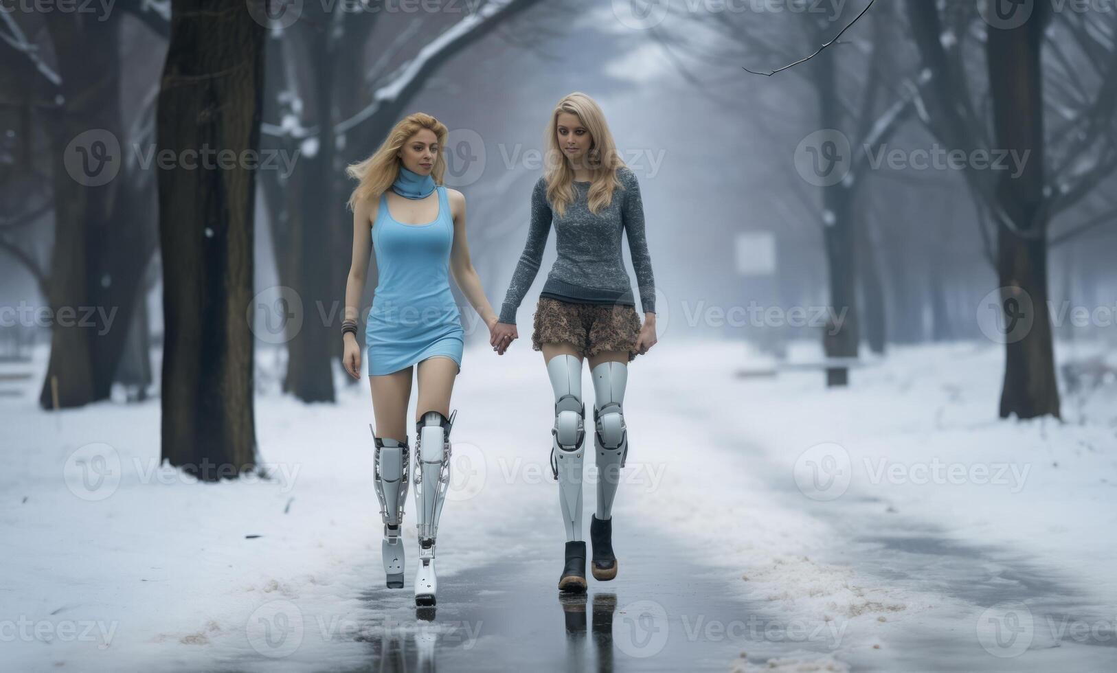 Girl with a Disability Using Modern Assistive Devices to Enhance Daily Living.Generated image photo