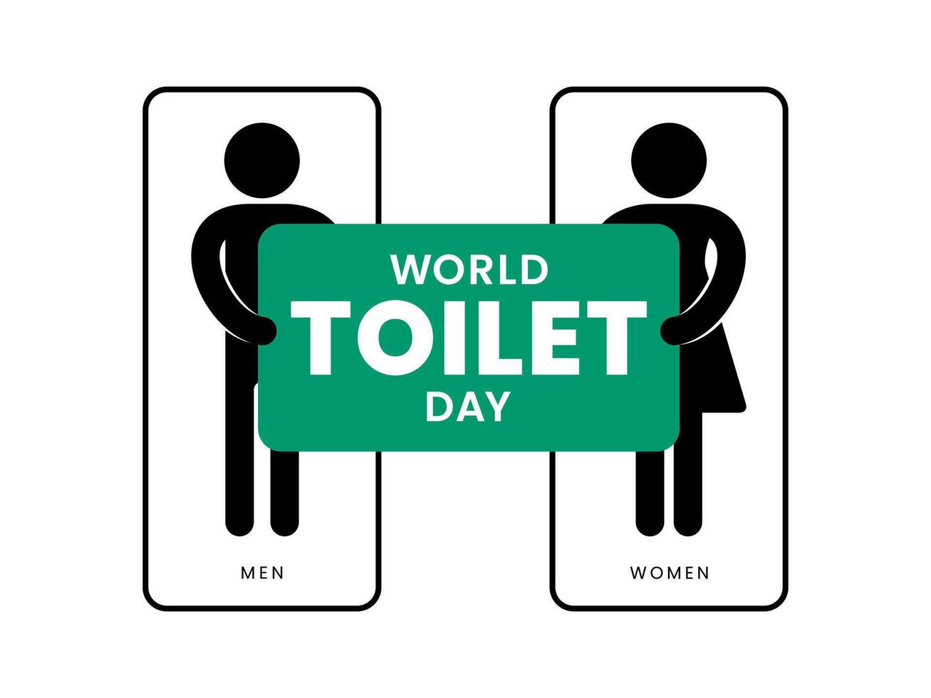 World Toilet Day. Women and men toilet sign symbol unique and funny concept. Isolated on white background. Illustration vector