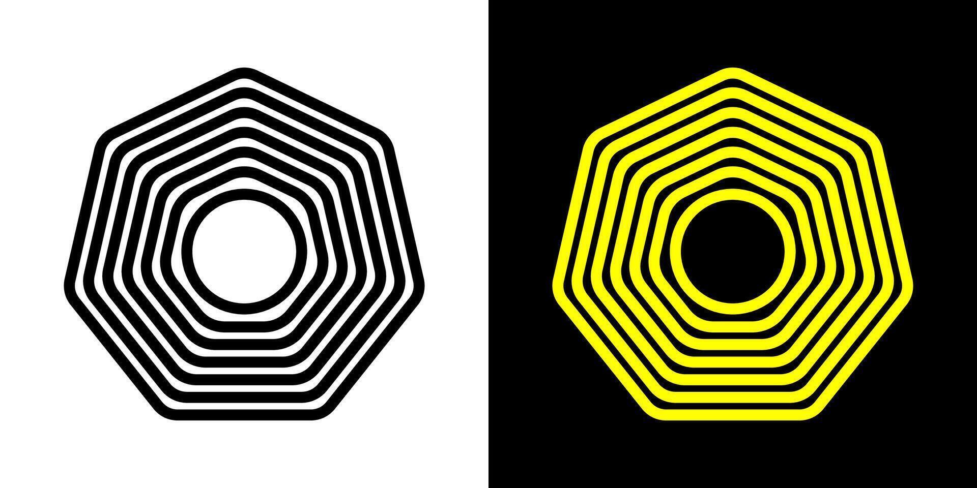 Octagon figure geometric lines. Heptagon geometric symbol. Editable stroke. vector