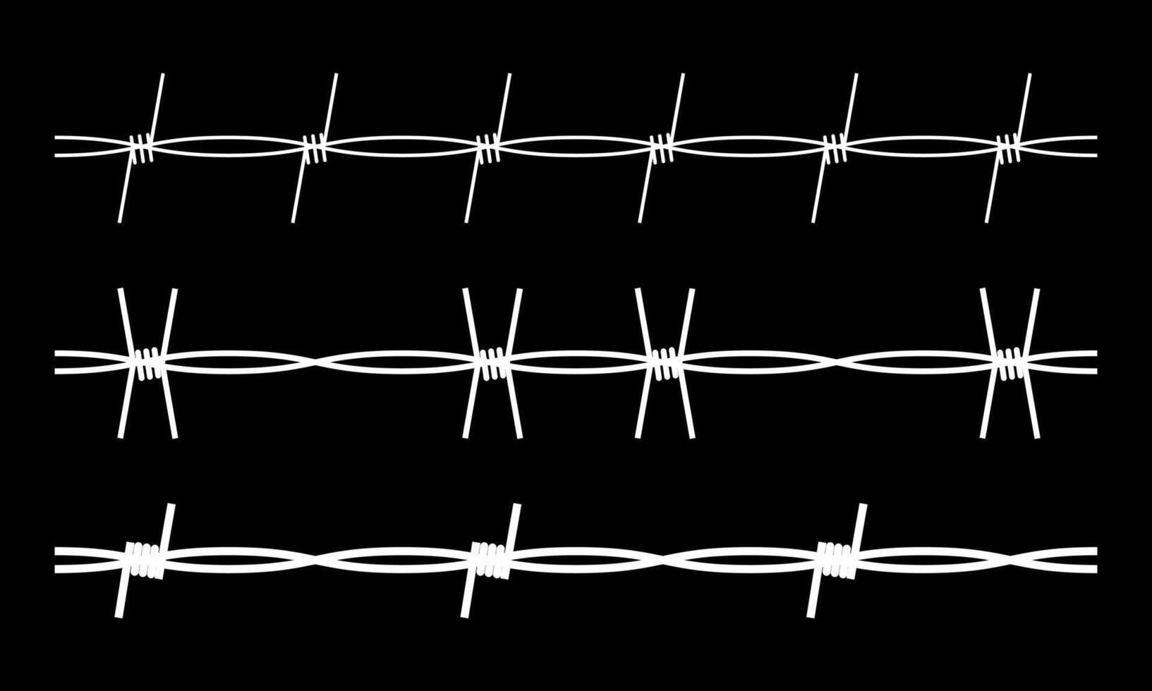 Metal wire with barbs and spikes set for steel border, prison fence and military barrier. vector