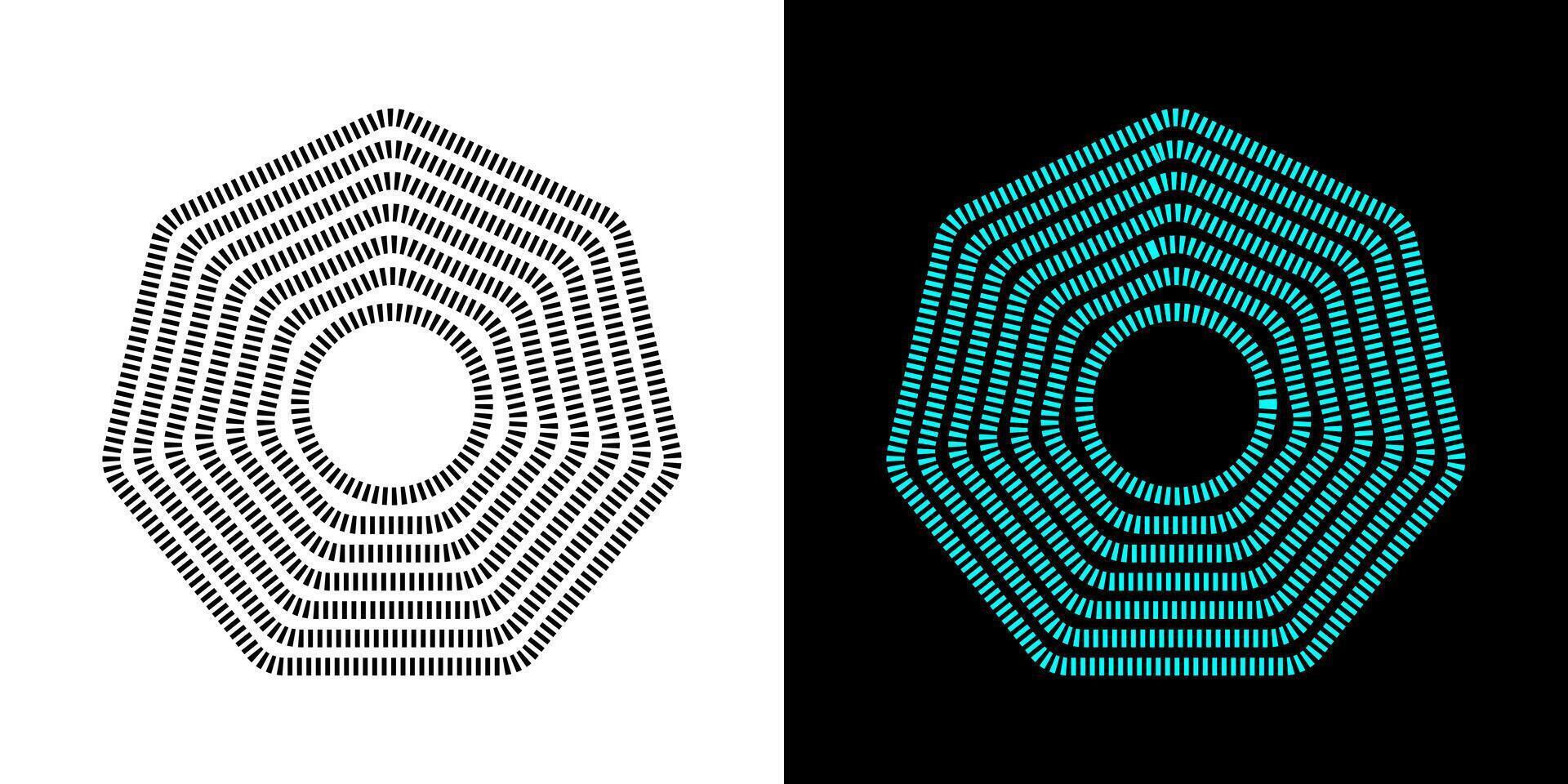 Octagon figure geometric lines. Heptagon geometric symbol. Editable stroke. vector