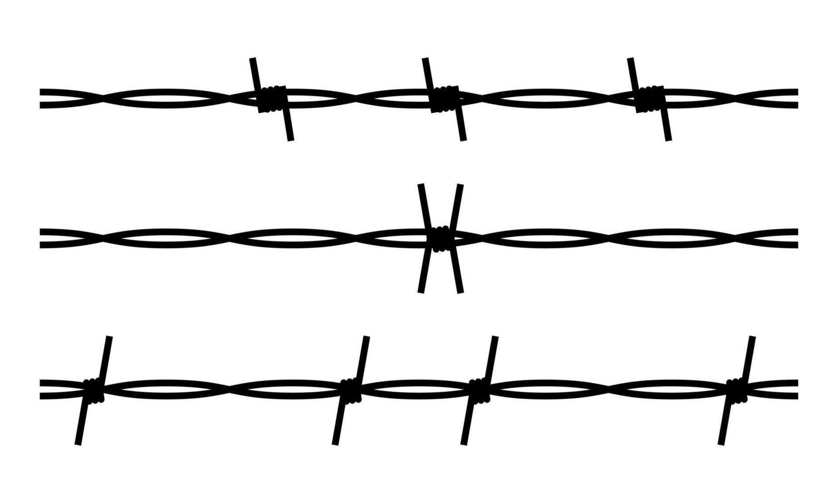 Metal wire with barbs and spikes set for steel border, prison fence and military barrier. vector