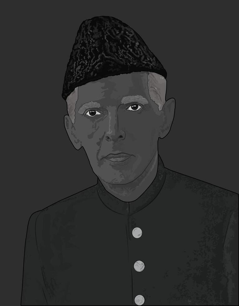 Quaid-e-Azam Muhammad Ali Jinnah's Portrait Illustration vector