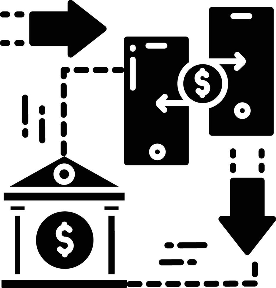 money transfer solid glyph illustration vector
