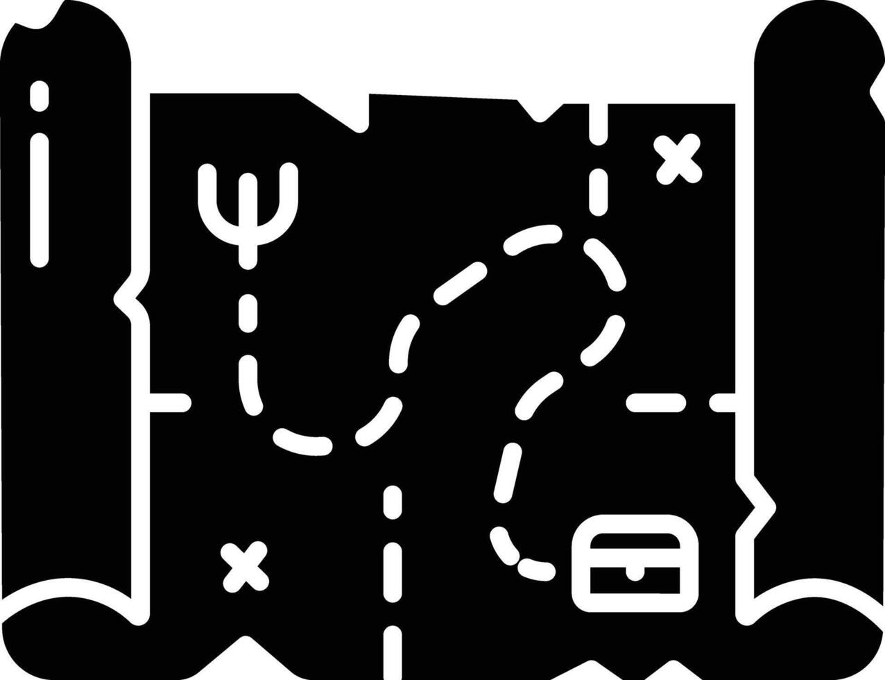 Treasure Map solid glyph illustration vector