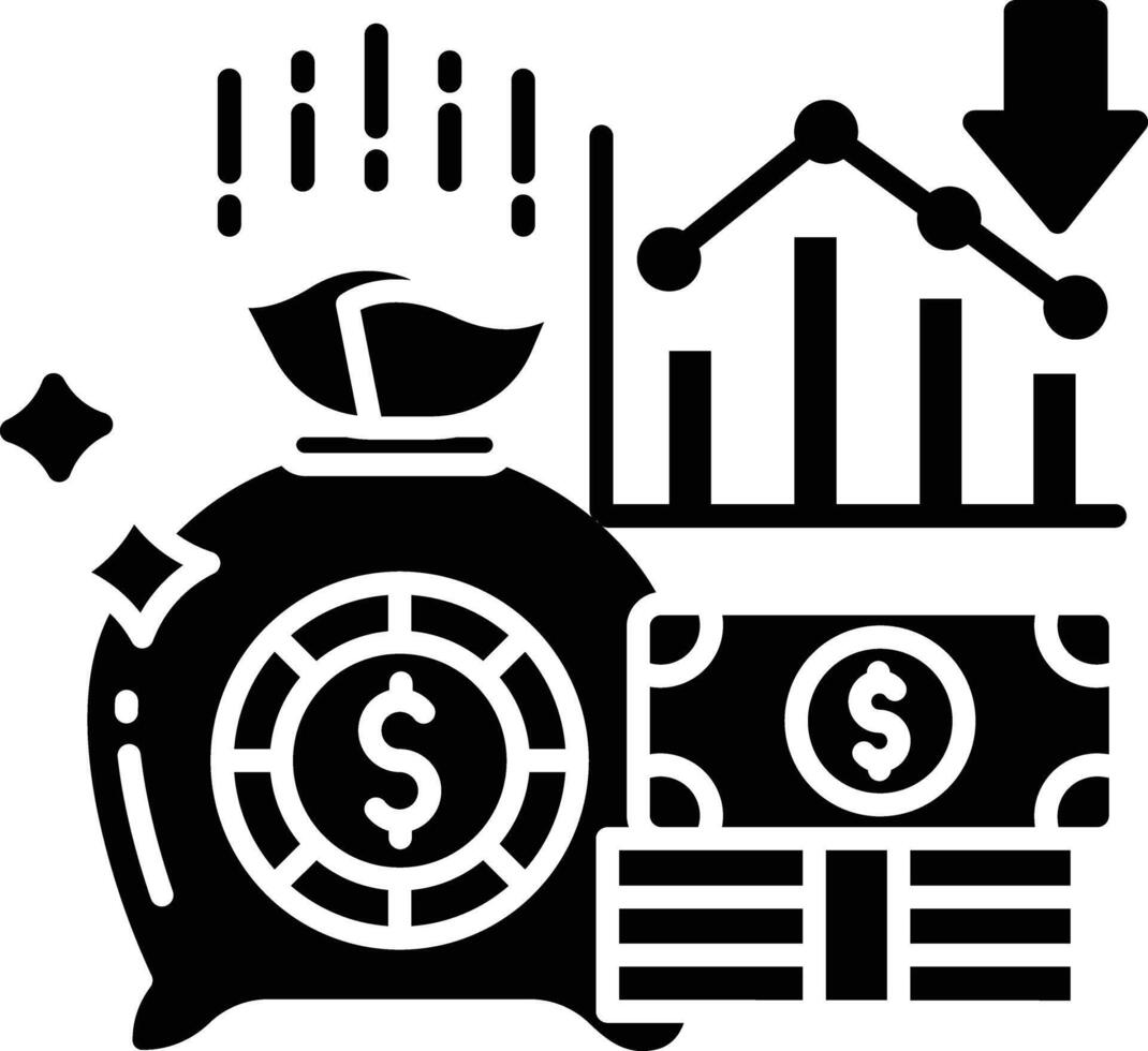 Cash bag solid glyph illustration vector