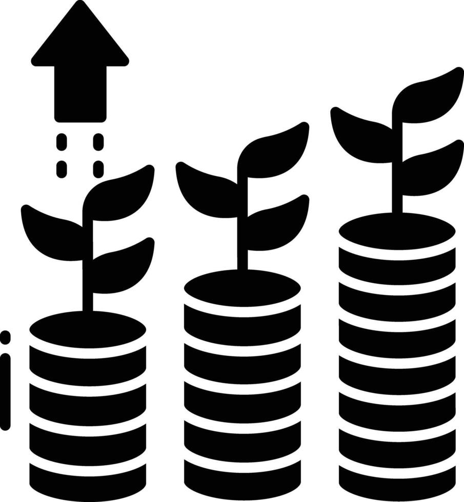 Money growth solid glyph illustration vector