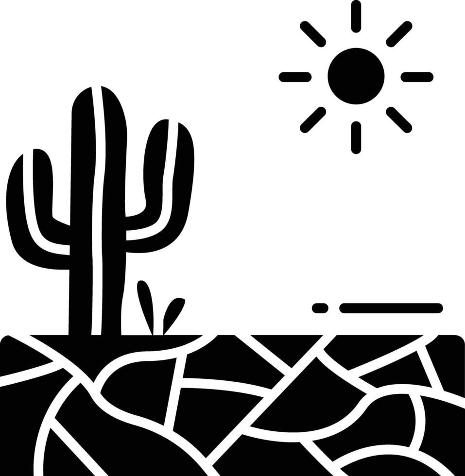 Desert landscape solid glyph illustration vector