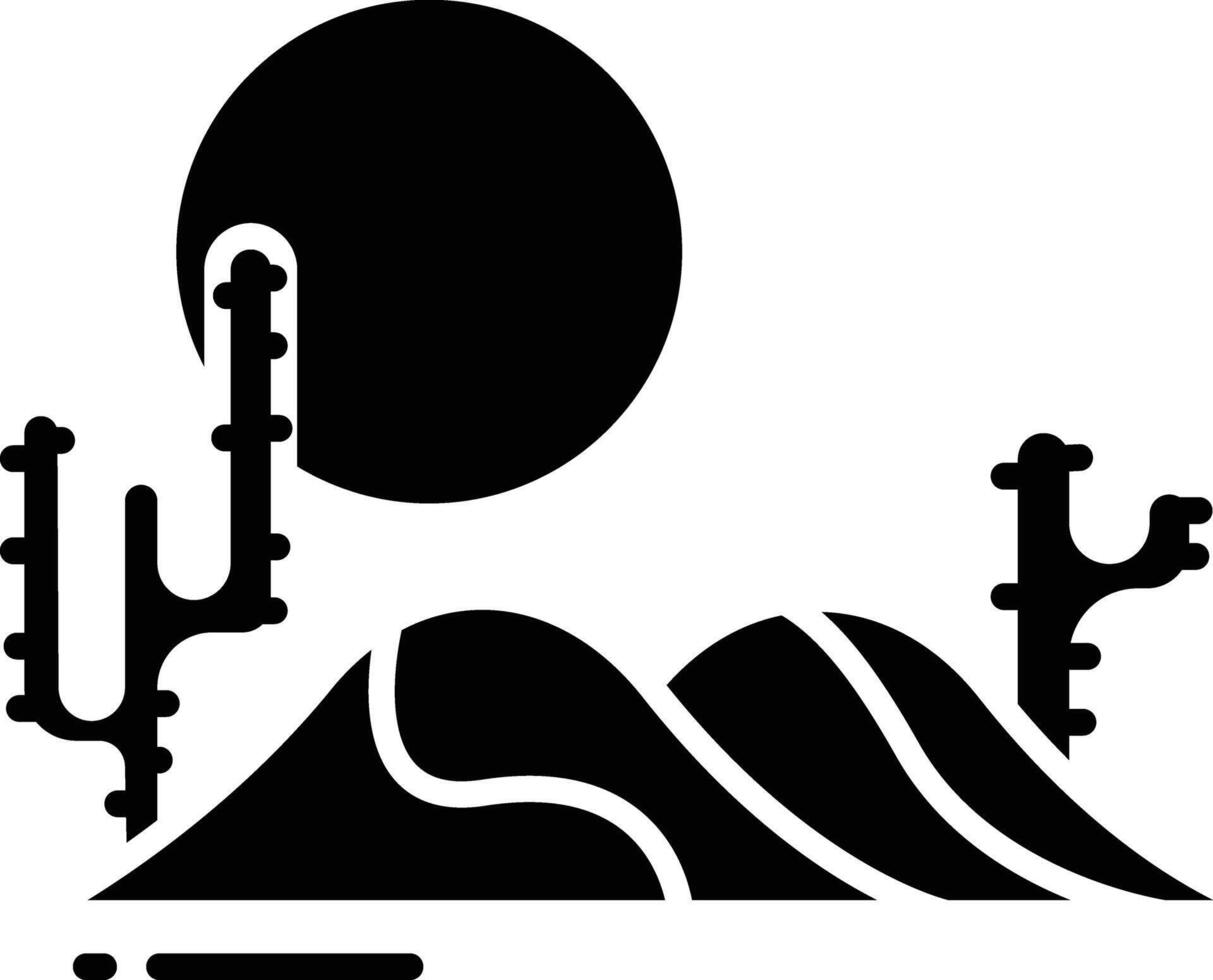 Desert landscape solid glyph illustration vector