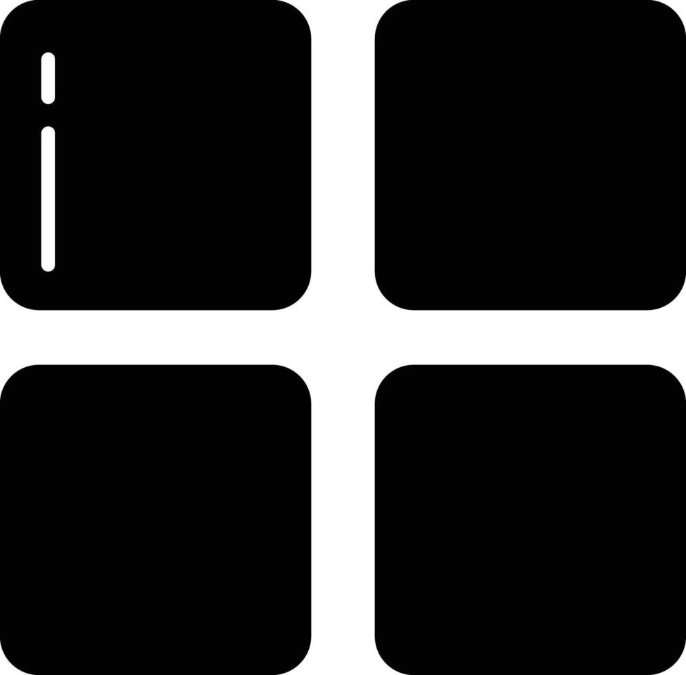 Grid view solid glyph illustration vector