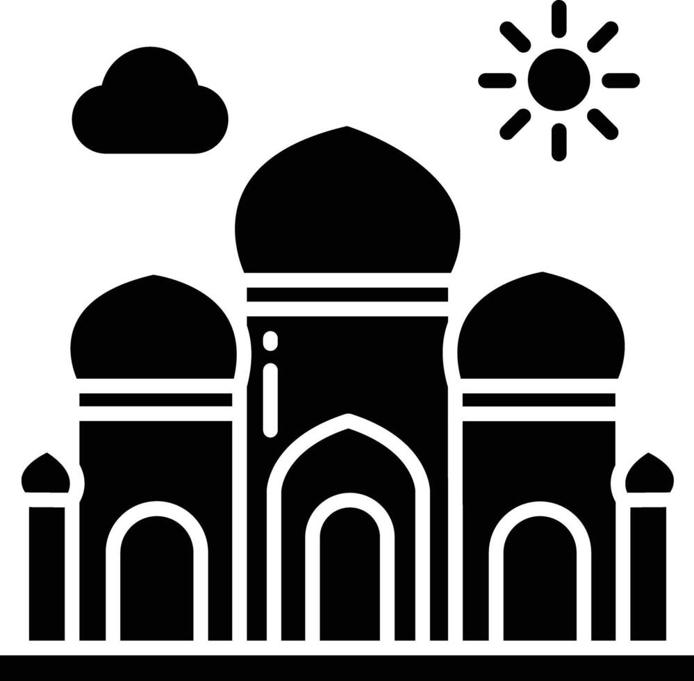 Mosque solid glyph illustration vector