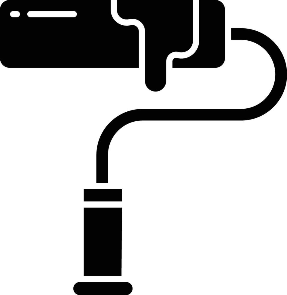 Paint roller solid glyph illustration vector