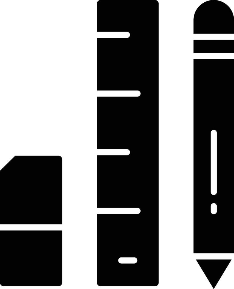 Pencil And Ruler solid glyph illustration vector
