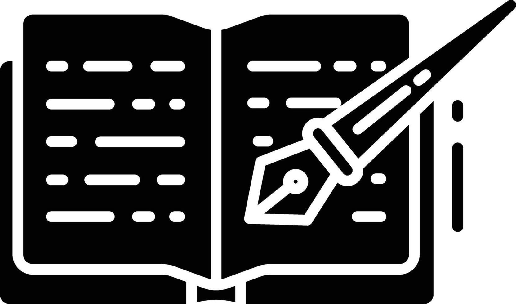 Open book solid glyph illustration vector