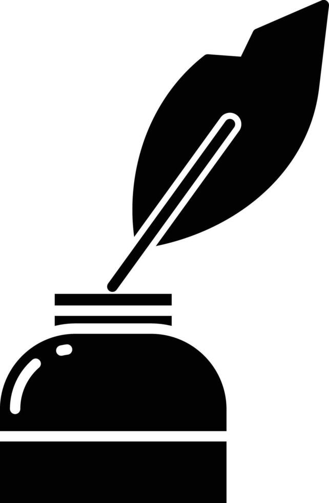quill and ink solid glyph illustration vector