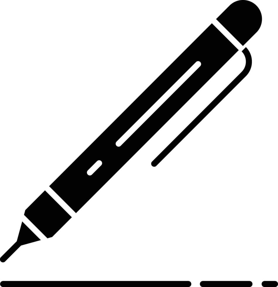 Ball Pen solid glyph illustration vector