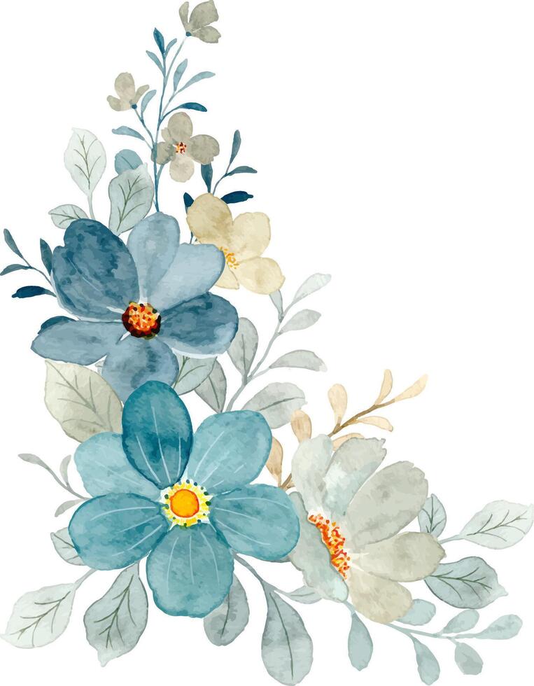 Green floral bouquet with watercolor for background, wedding, fabric, textile, greeting, card, wallpaper, banner, sticker, decoration etc. vector