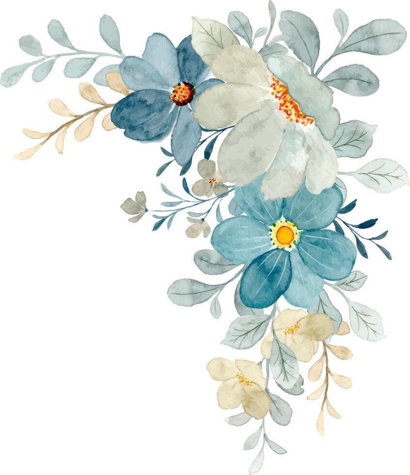 Green floral bouquet with watercolor for background, wedding, fabric, textile, greeting, card, wallpaper, banner, sticker, decoration etc. vector