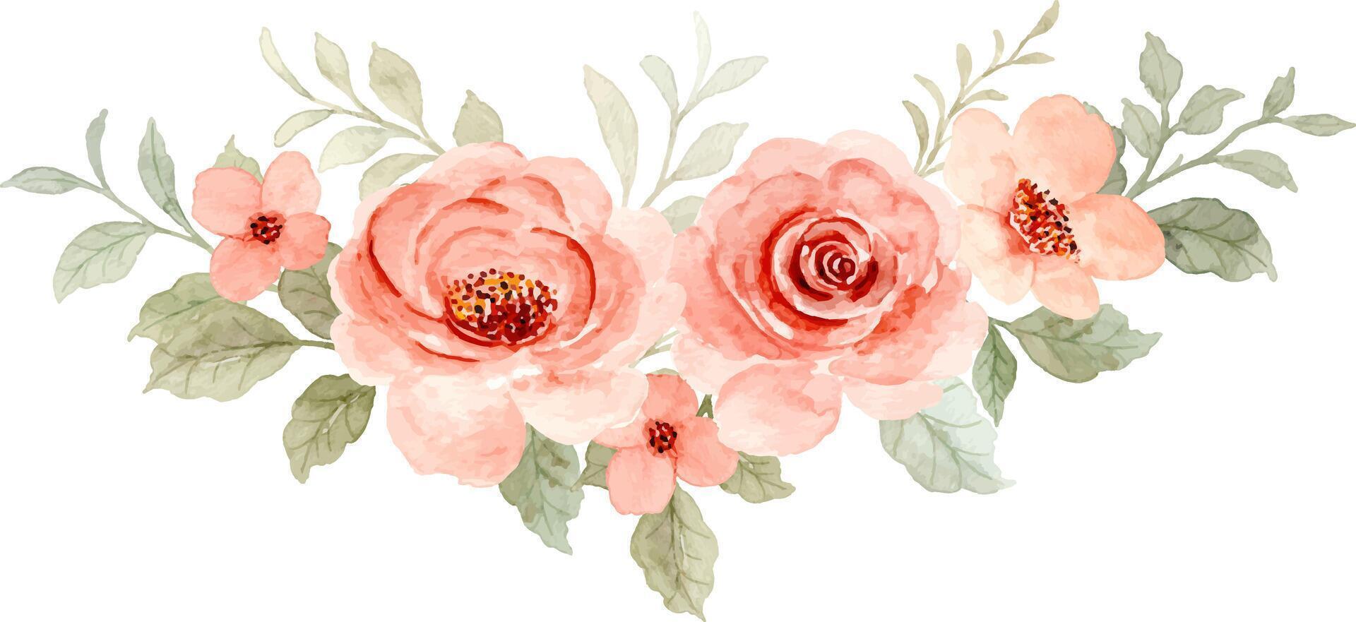 Watercolor rose flower bouquet for background, wedding, fabric, textile, greeting, card, wallpaper, banner, sticker, decoration etc. vector