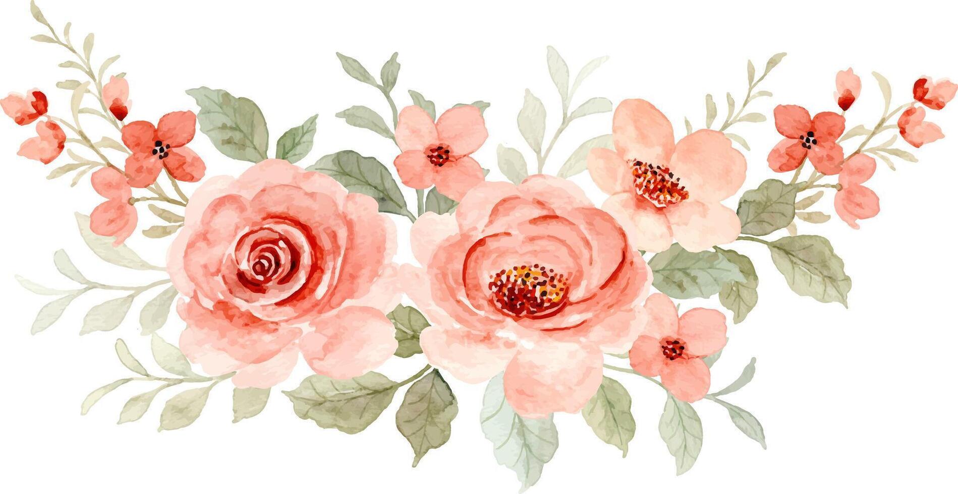 Watercolor rose flower bouquet for background, wedding, fabric, textile, greeting, card, wallpaper, banner, sticker, decoration etc. vector