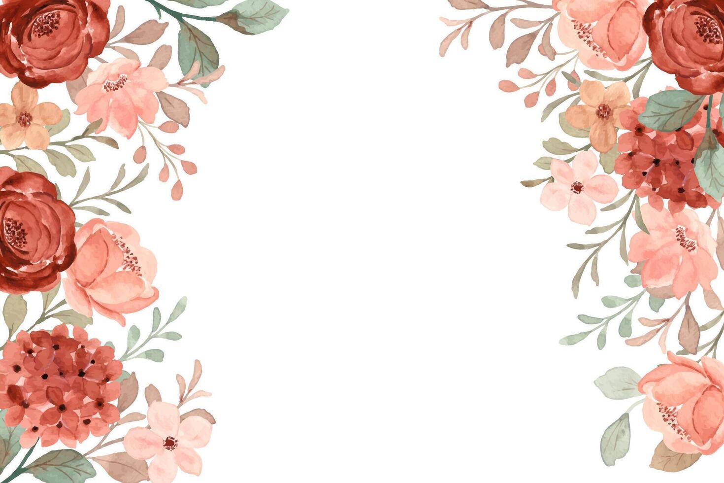 Watercolor rose flower border for wedding, birthday, card, background, invitation, wallpaper, sticker, decoration etc. vector