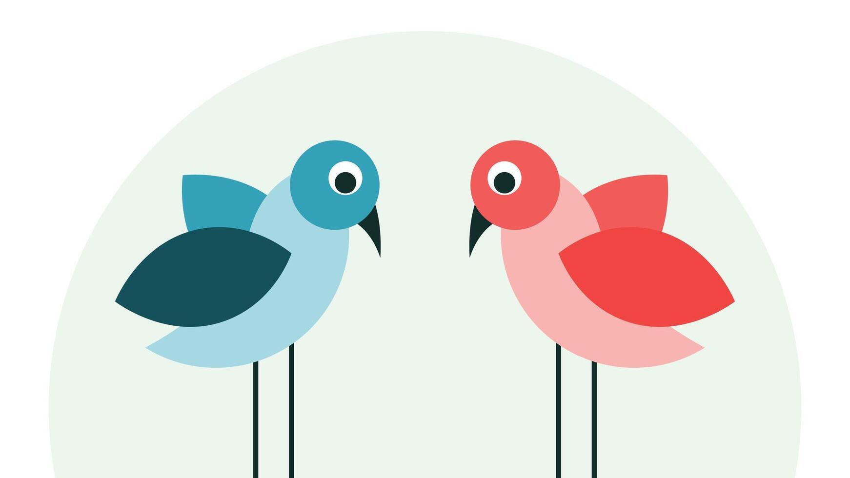 Couple bird flat illustration isolated on white background. elements for valentine's day. vector