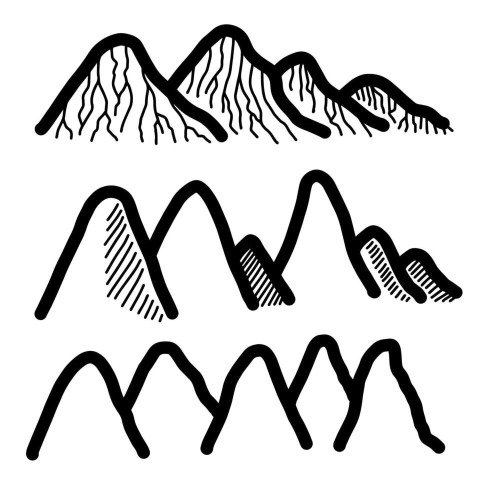 Mountain line. Simple minimal landscape. hand drawn of mountains. vector