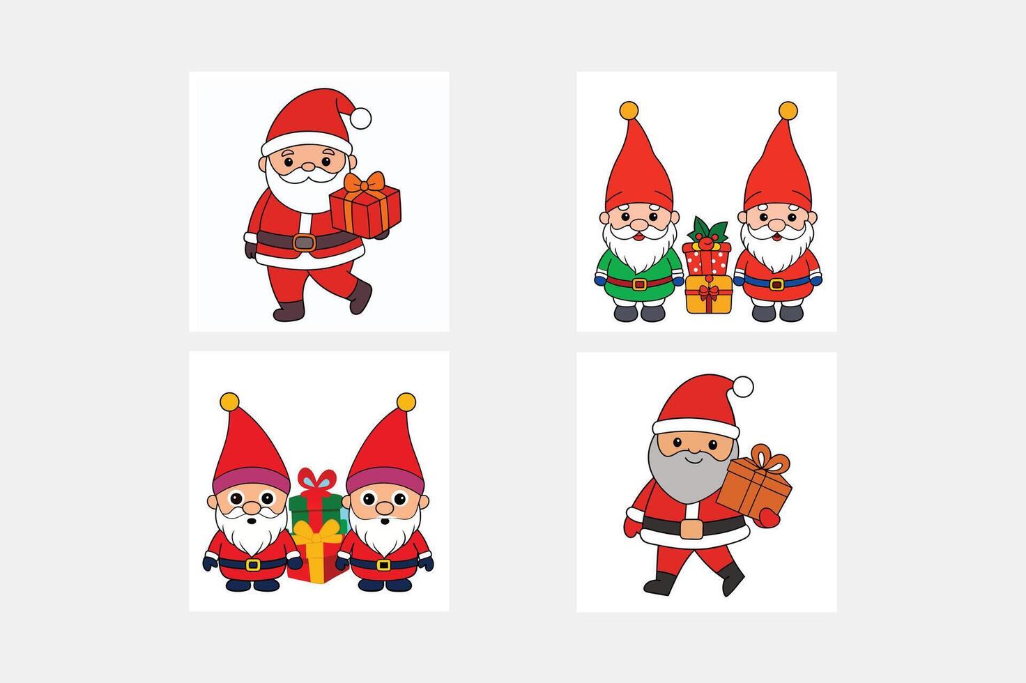 Christmas gnomes carrying gift box illustration cartoon, clipart, and line art design for digital use. vector