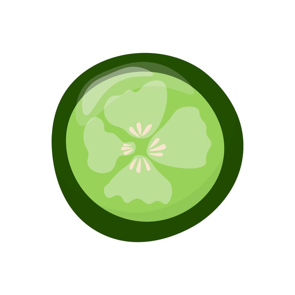 Clipart of cucumber ring in color. In hand-drawn style. Stock isolated image on a white background. vector