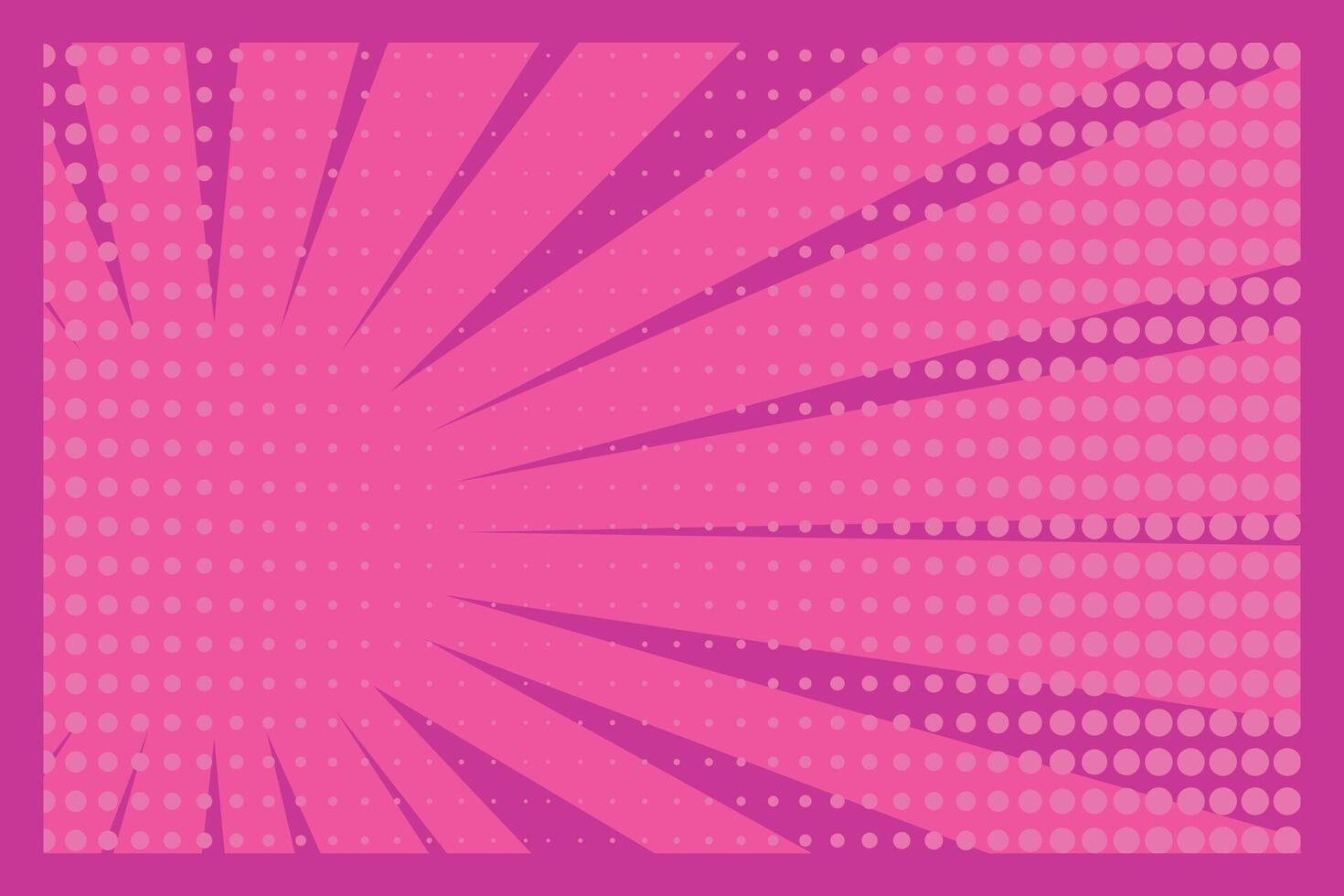 Pop art pink comic cover. Bright background in retro style decorated with sunbeams rays and dots vector