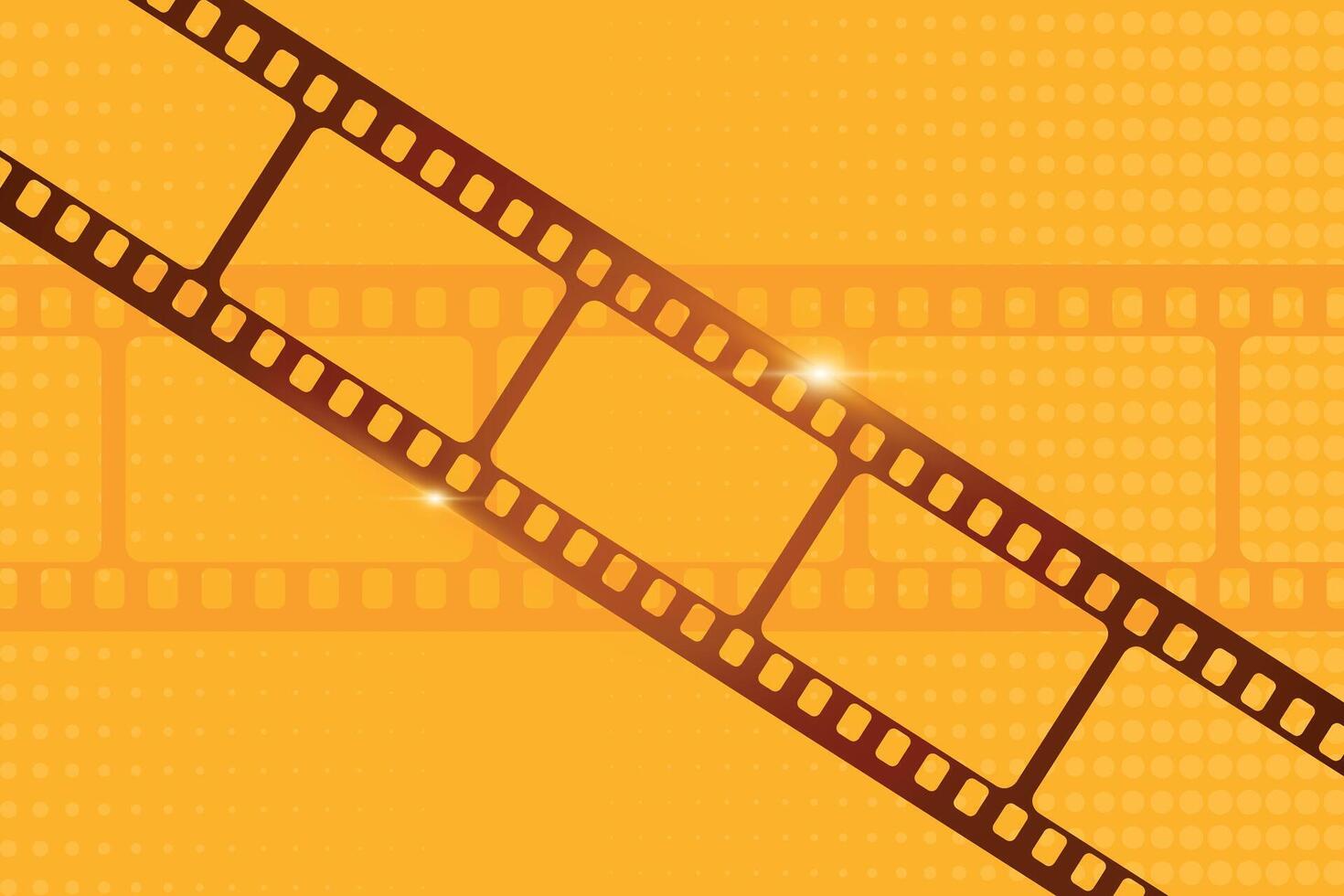 Pop art orange background with sparkling film strip. Cinema concept vector