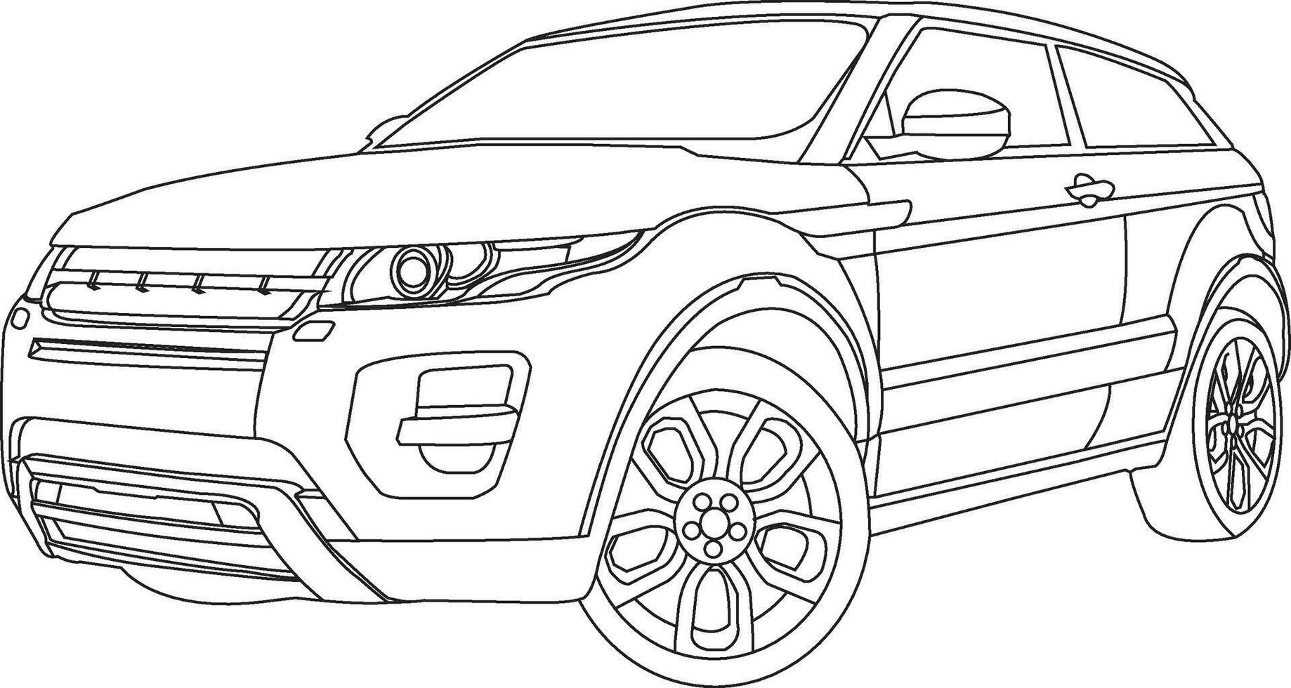 Car outline illustration, cars hand draw for conceptual design, Sport Car Outline Design Free , Cars Icon Isolated on White Background vector