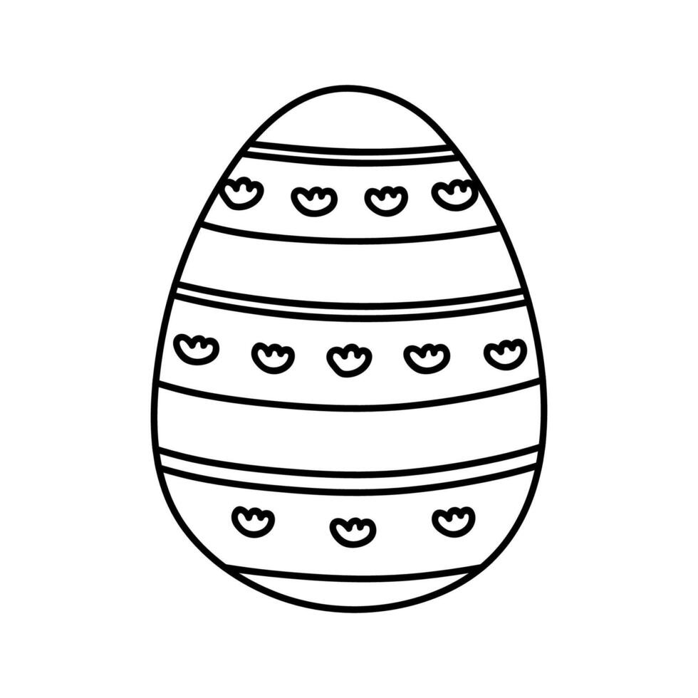 Cute decorated Easter egg isolated on white background. hand-drawn illustration in doodle style. Perfect for holiday designs, cards, logo, decorations. vector