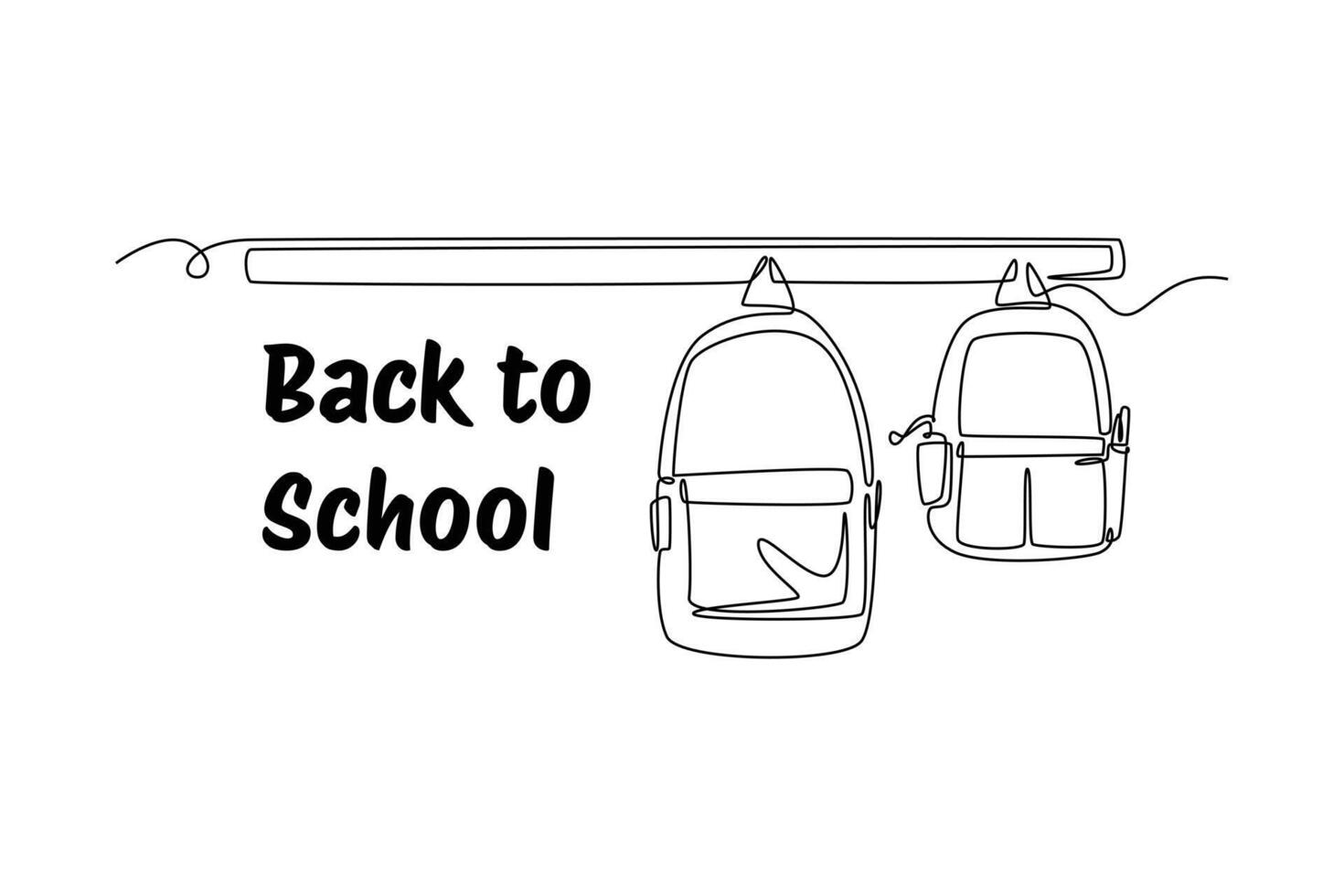 Back to school concept. Single line draw design graphic illustration. vector