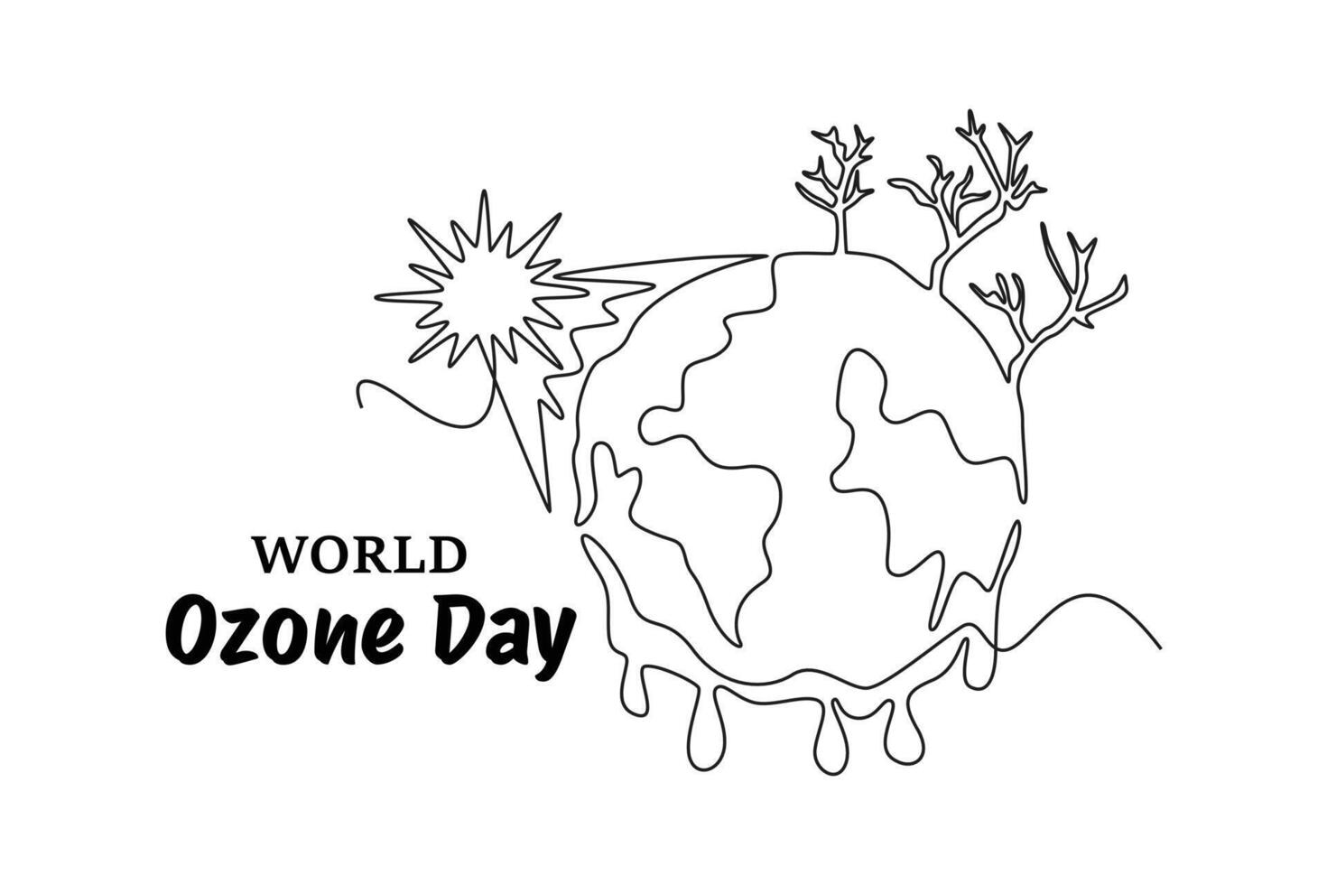 World Ozone Day concept. Single line draw design graphic illustration. vector