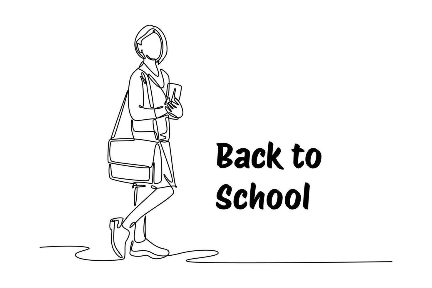 Back to school concept. Single line draw design graphic illustration. vector
