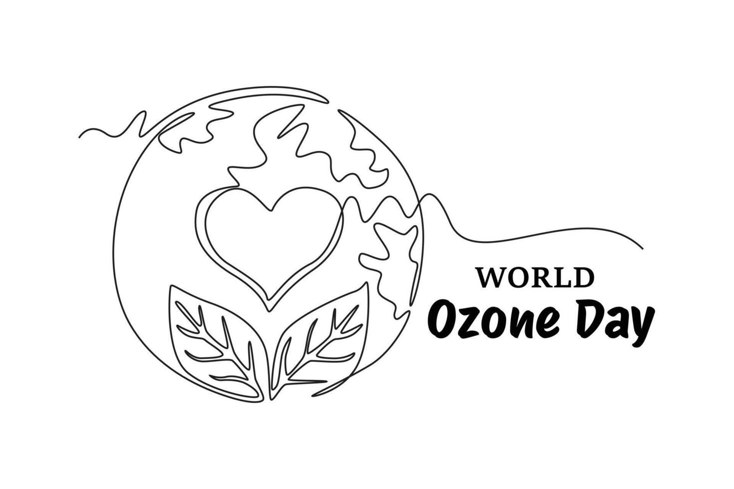 World Ozone Day concept. Single line draw design graphic illustration. vector