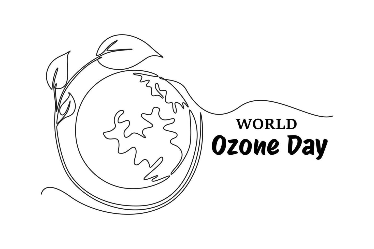 World Ozone Day concept. Single line draw design graphic illustration. vector