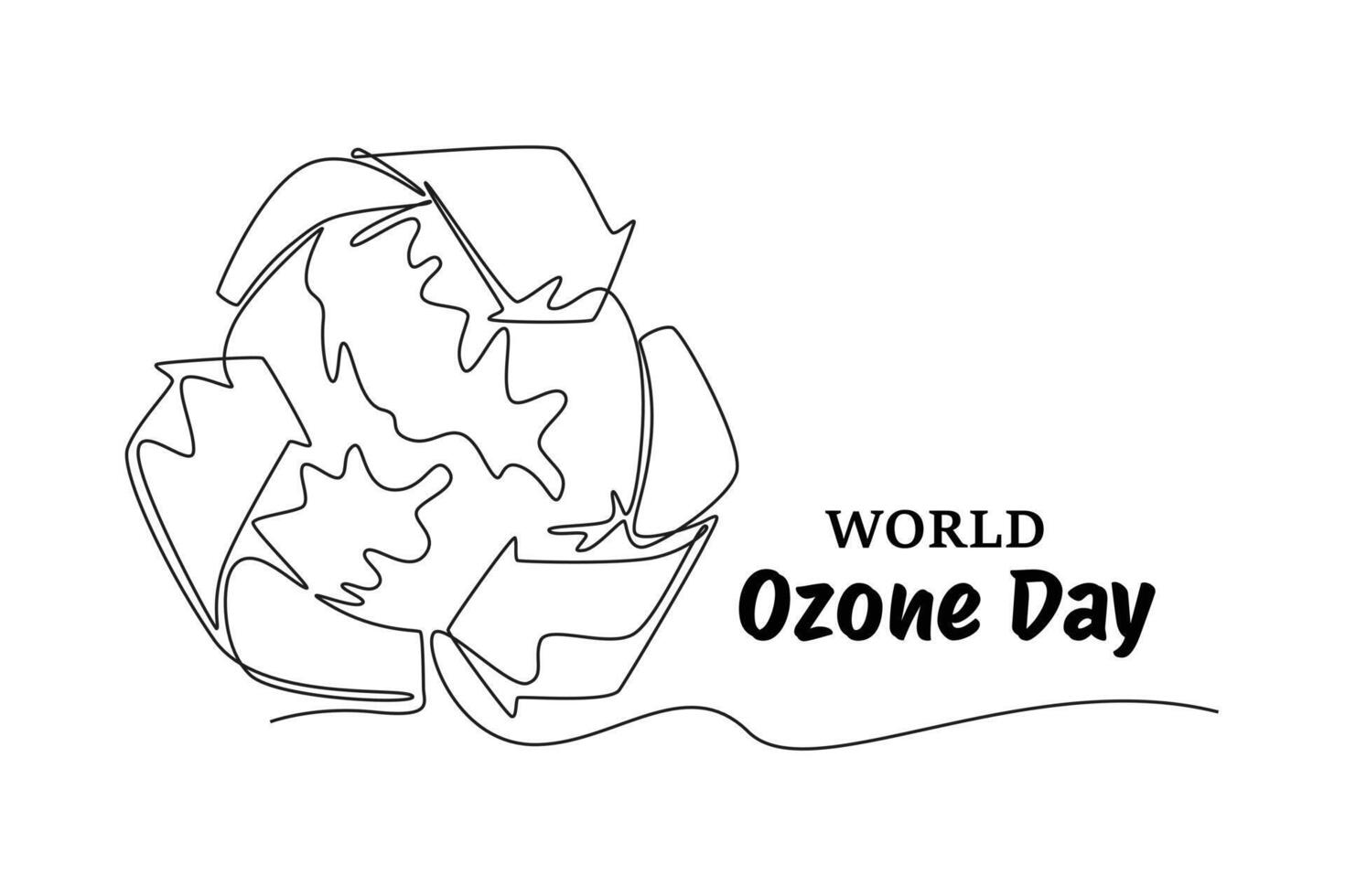World Ozone Day concept. Single line draw design graphic illustration. vector