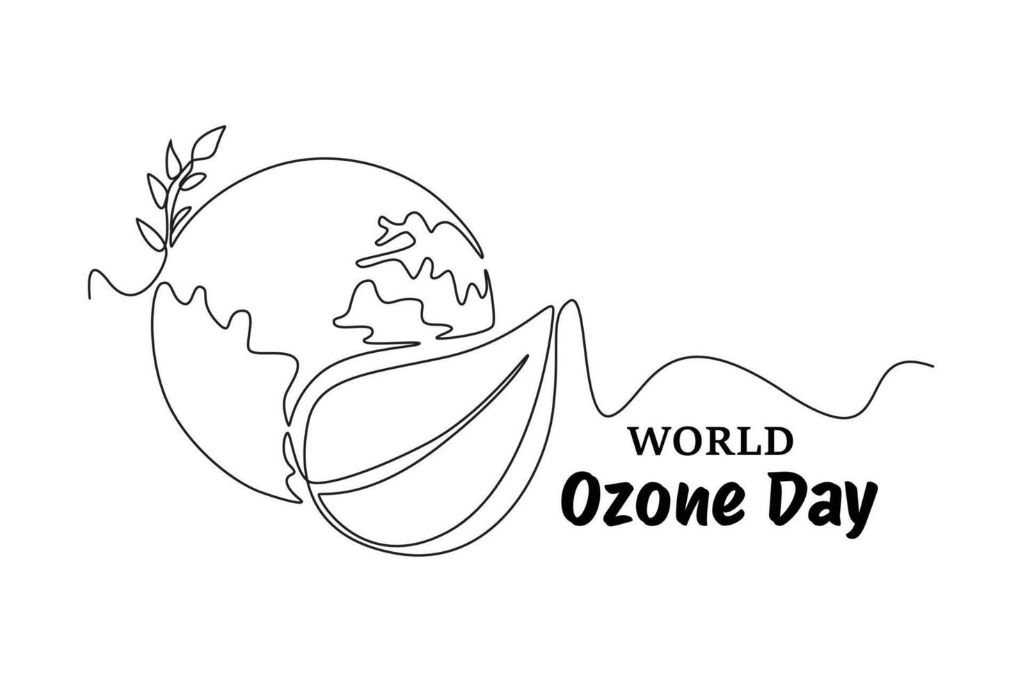 World Ozone Day concept. Single line draw design graphic illustration. vector