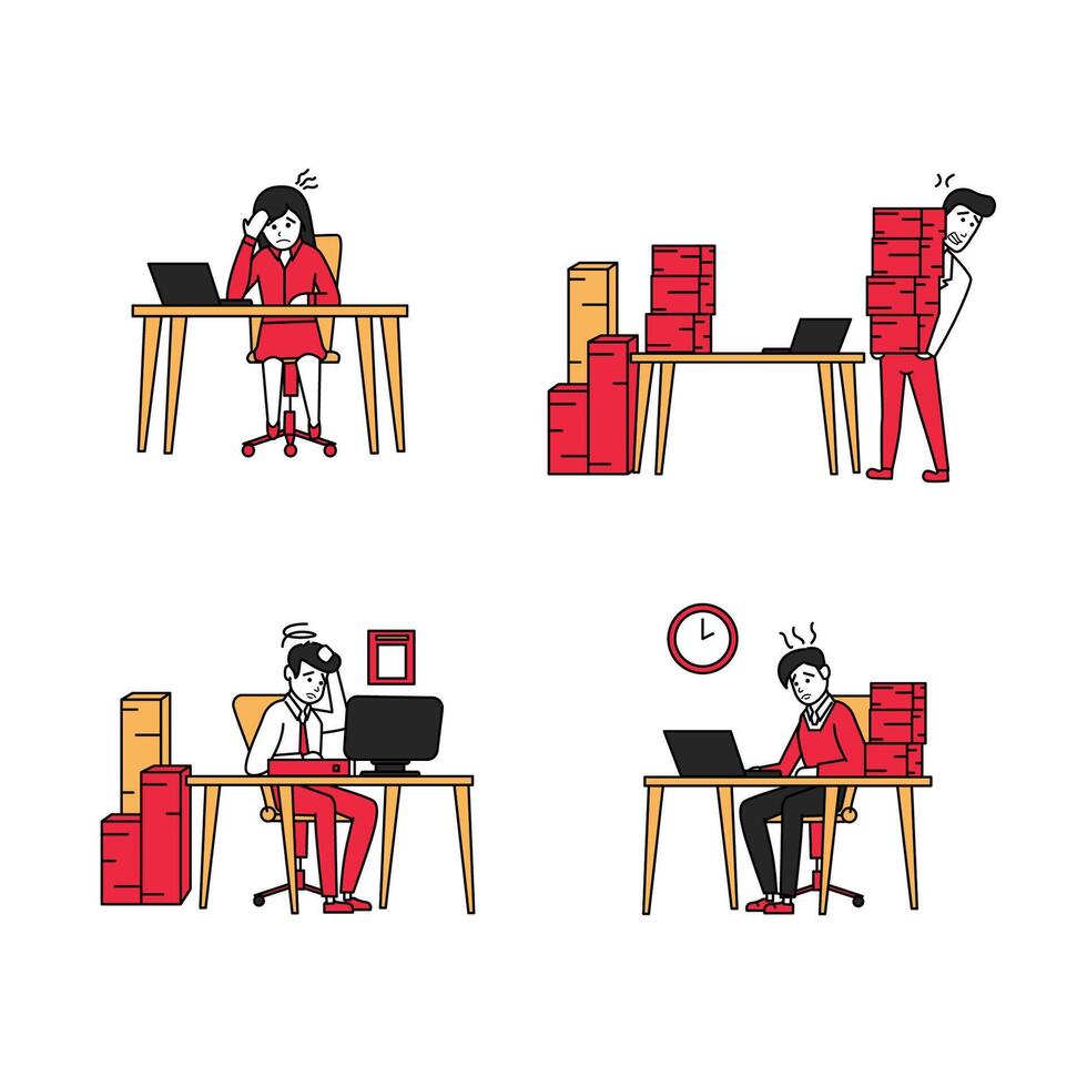 business stressed worker flat illustration vector