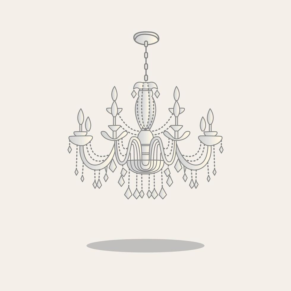 Chandelier lamp illustration icon flat style vector