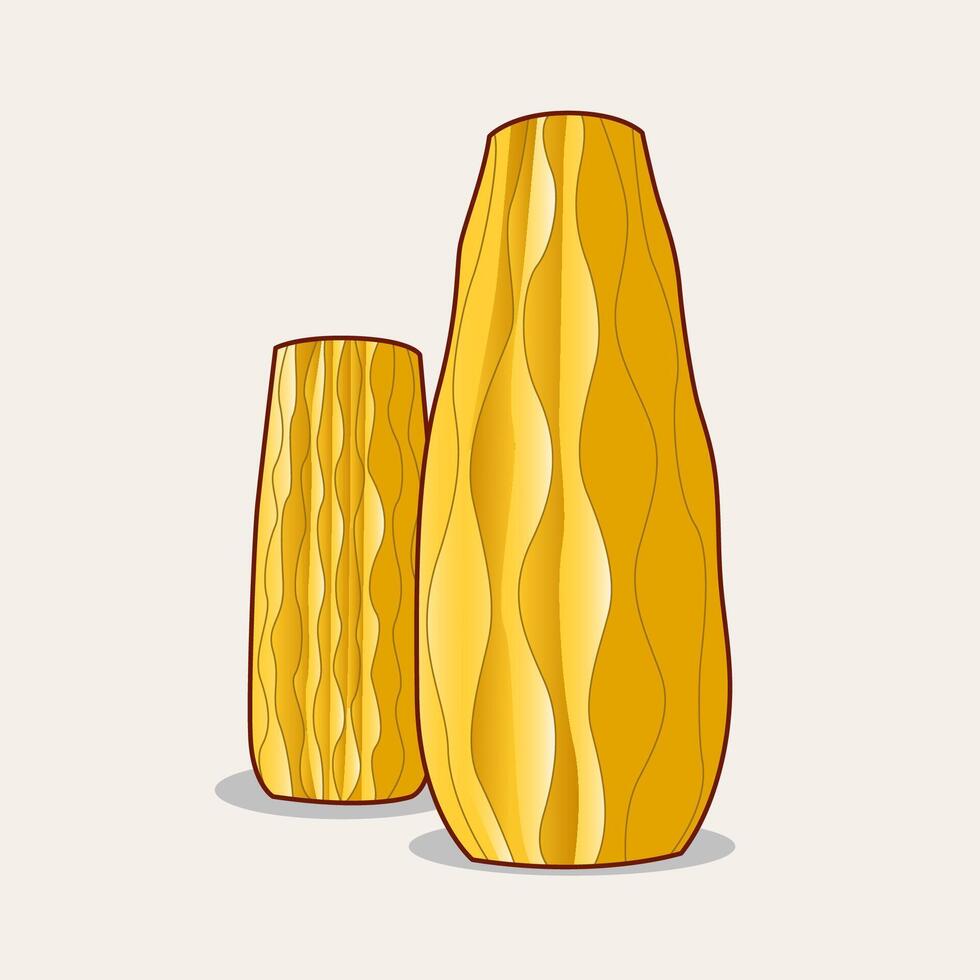 Aesthetic Yellow Twisted Vases illustration for home decor vector